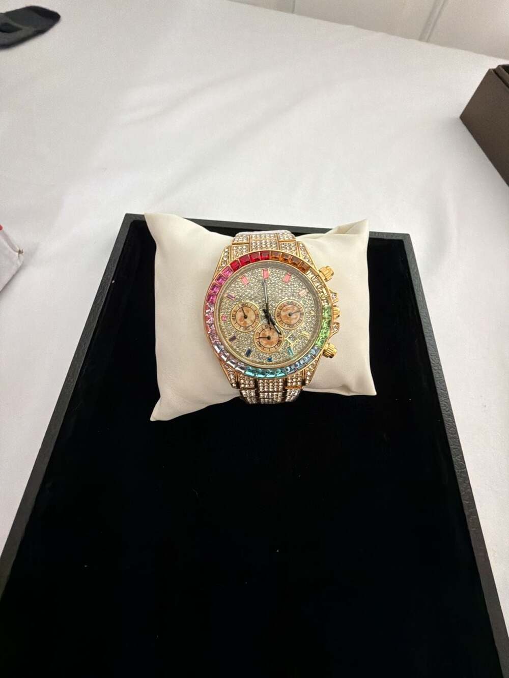 TechnoMarine Rainbow Bezel moissanite Chronograph Watch